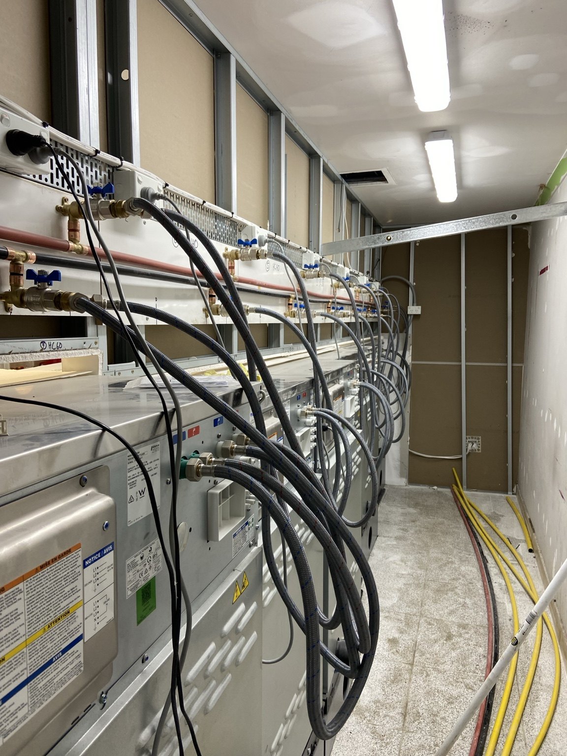 Laundromat water, gas and drainage infrastructure